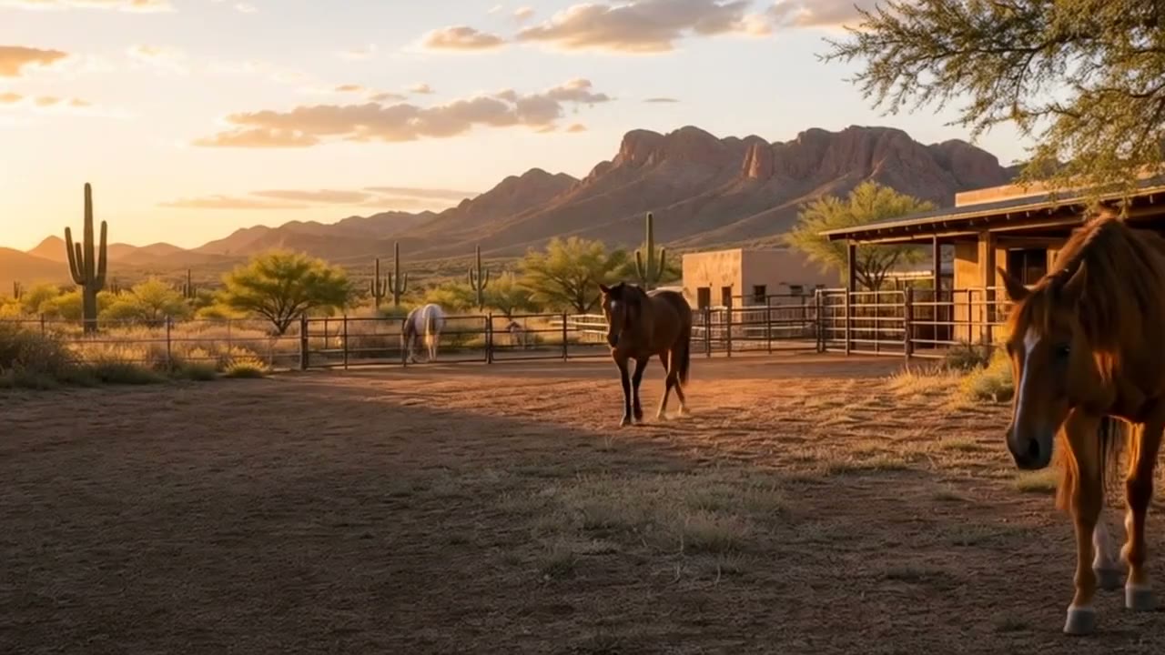 A tour of the Horse Haven stable at golden hour