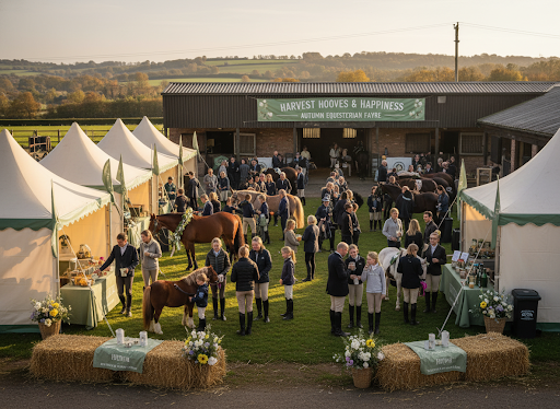 People gathered for an event at the stable
